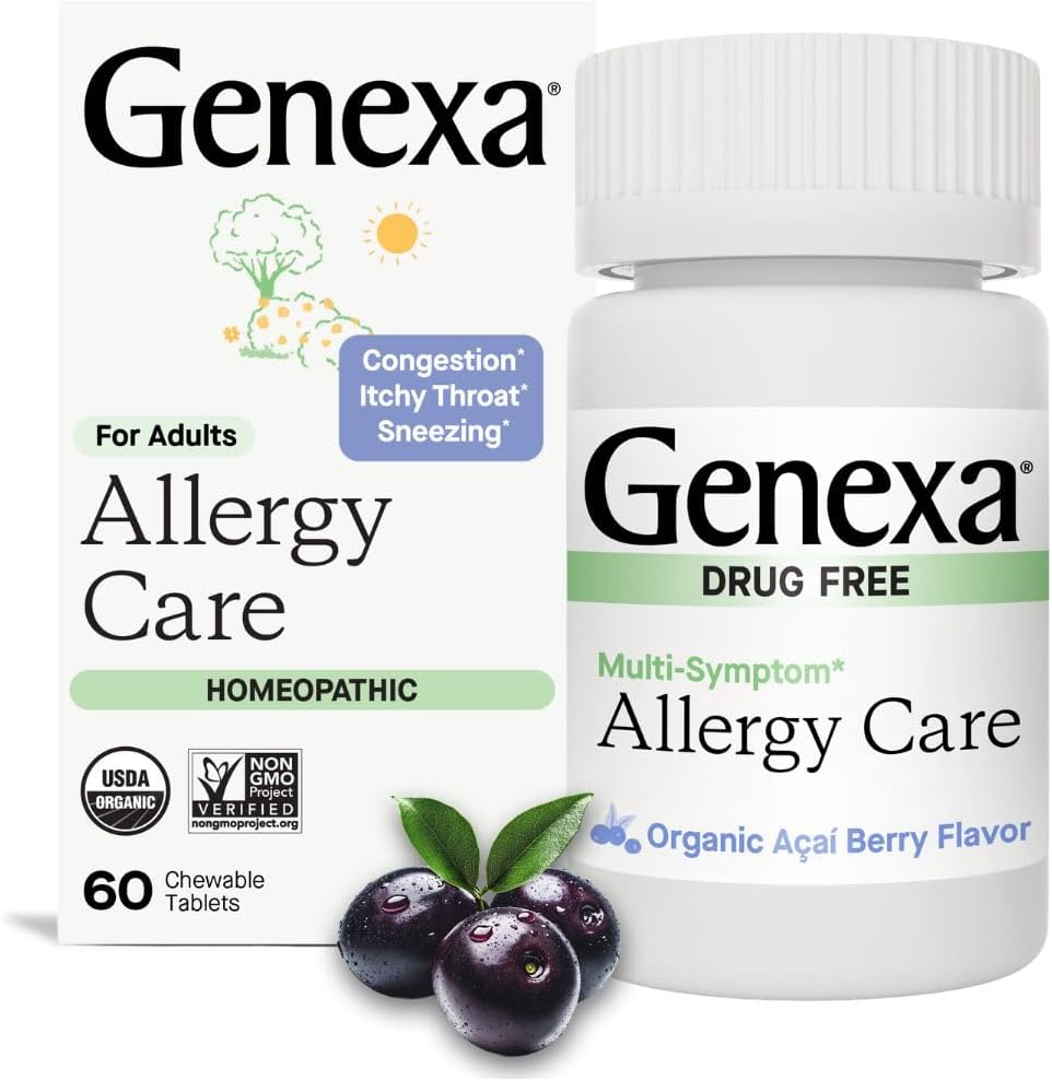 Genexa Allergi Care 124; Drug Free, Non- Drowsy Allergy & Decongestant Remedy for voksne