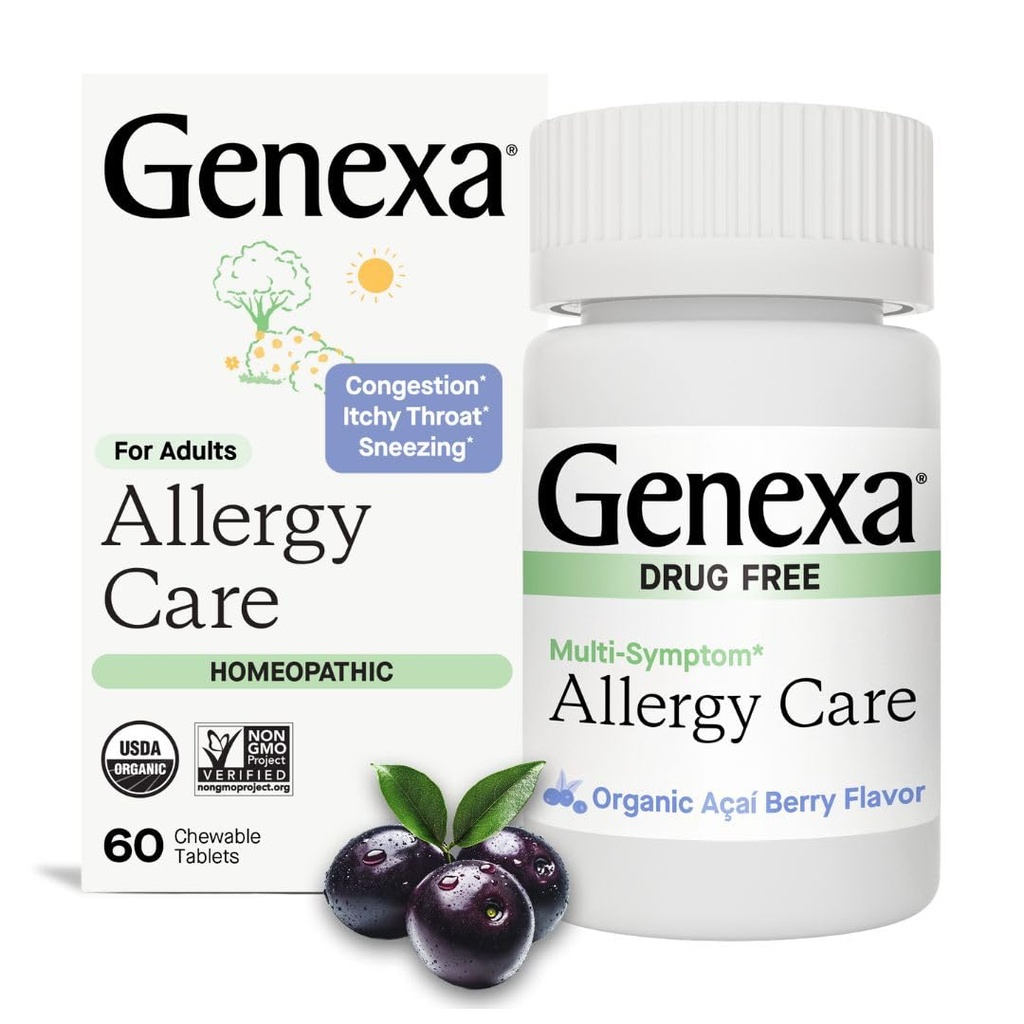 Genexa Allergi Care 124; Drug Free, Non- Drowsy Allergy & Decongestant Remedy for voksne
