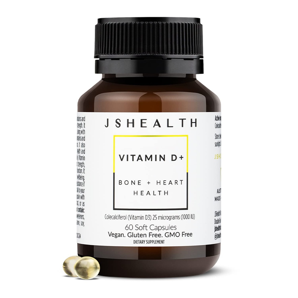JSHealth Vitamin D3 1000iu supplement til sund muskelfunktion, ben og hjerte sundhed, og immunforsvar