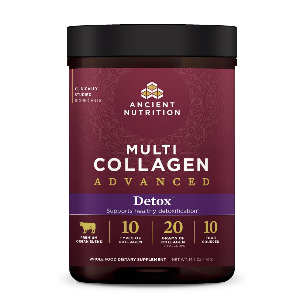 Ancient Nutrition Advanced Multi Collagen Protein Powder Cleanse & Detox, Unflavored, 36 Servere