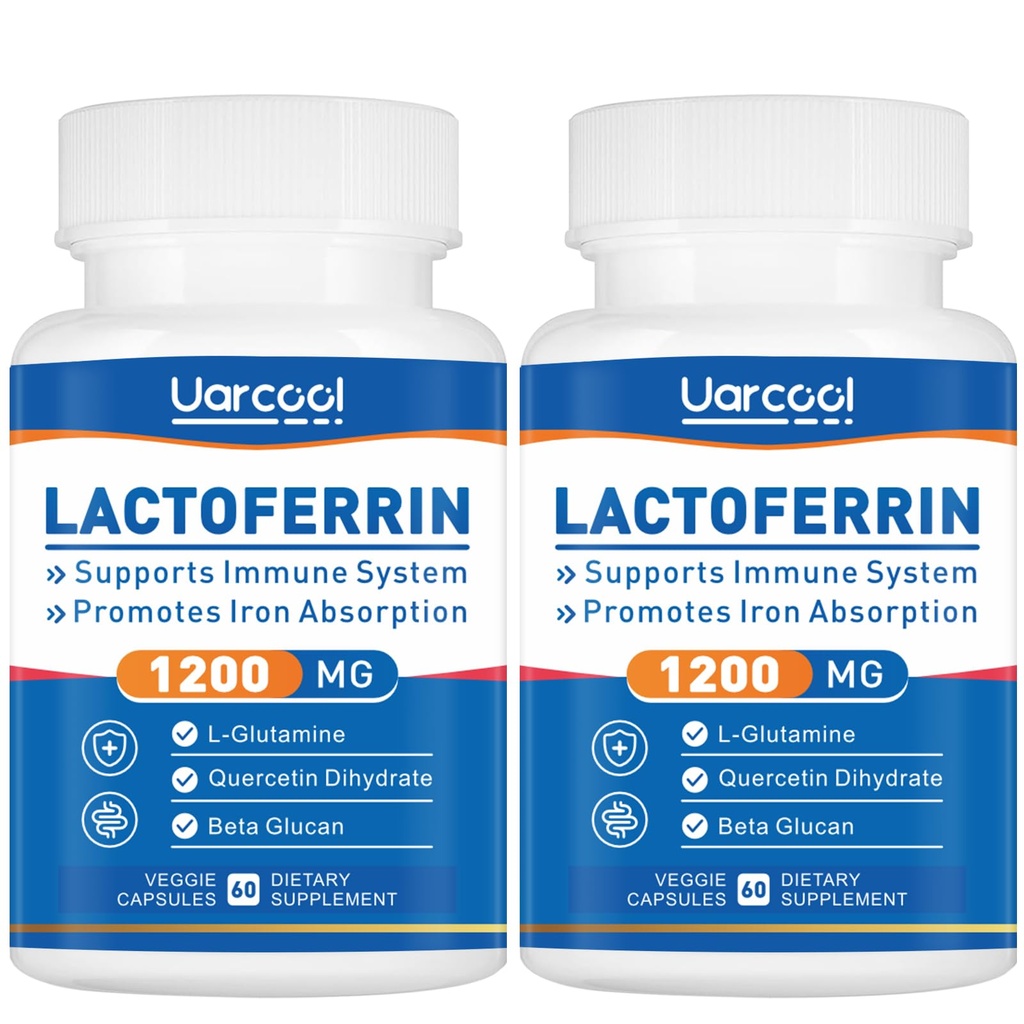Lactoferrin Supplement 1200mg for sund immunsupport- Gluten- Free, Vegetarian - 60 Softgels (2 flasker)