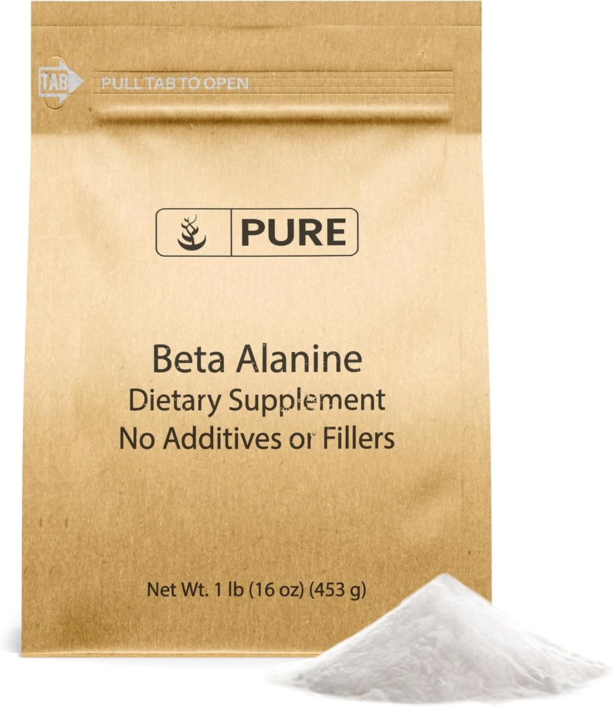 Pure Original Ingredienser Beta Alanine Powder Non- GMO, Non- Essential Aminosyre (1 Pound Bag)