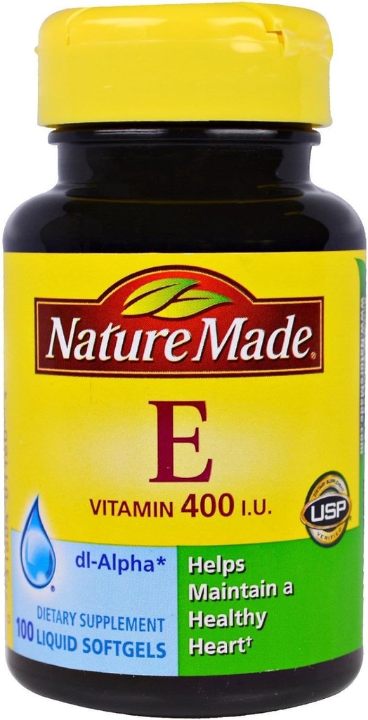 Nature Made Vitamin E 180 mg (400 IE) dl- Alpha, Kosttilskud til antioxidant Support, 100 Softgels (pakning med 3)