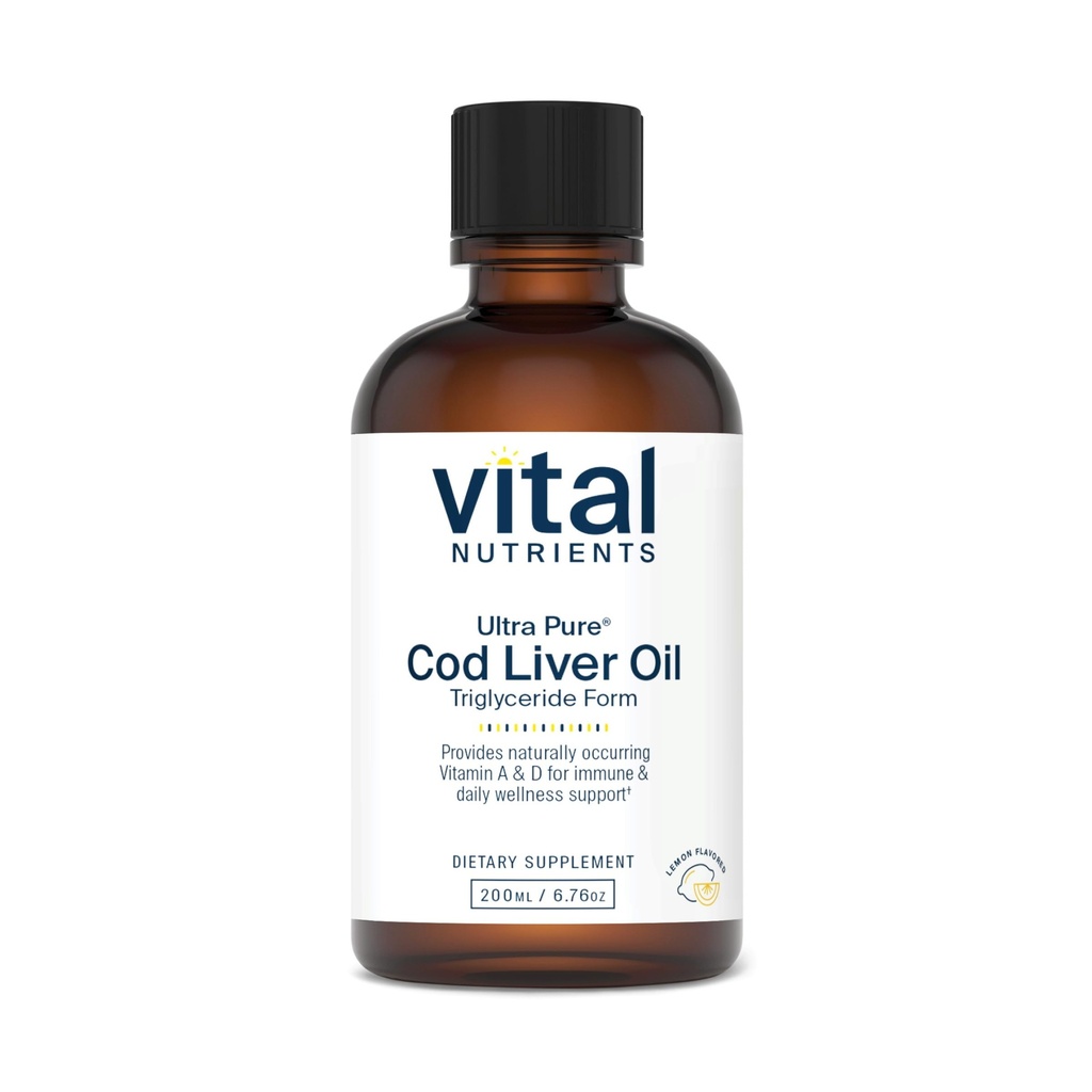 Vital Nutrients - Ultra Pure Cod Lever Oil 1025 (Pharmaceutical Grade) - 100% Pure Norwegian Cod Lever Oil - 200 ml per flaske