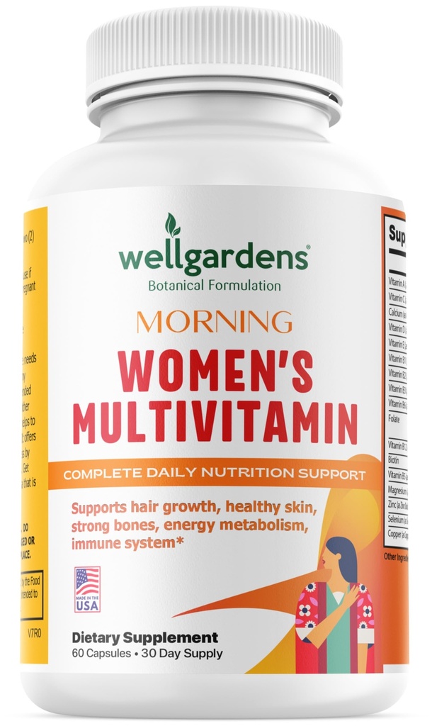 100% Pure Dame Multivitamin til hårvækst + Komplette vitaminer til kvinder - Biotin, zink, antioxidanter - Understøtter hud, energi, immunforsvar - Lavet i USA - 60 kapsler