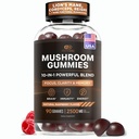 Effektiv Nutra Mushroom Gummies 2500mg - 10in1 Lions Mane, Reishi, Chaga, Cordyceps & Mere - Fokus, Klarhed, Hukommelse, Immunitet, Energi - Natural Raspberry Flavor, Vegan, Made in USA (90 Count)