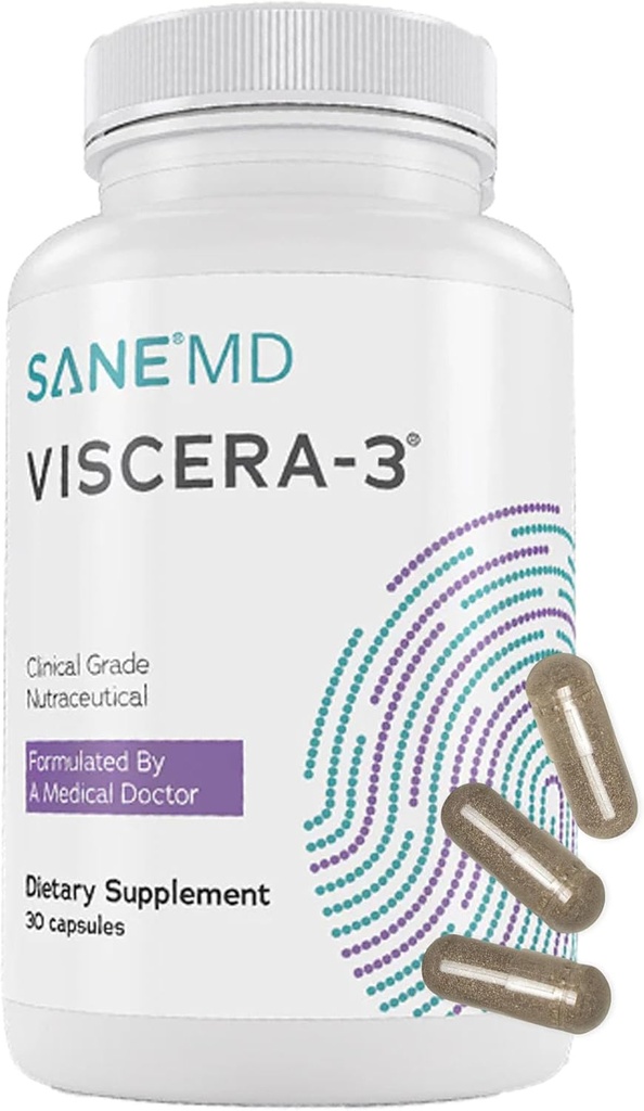 SANE MD - Viscera 3 Postbiotika med tributyrin - Natriumbutyrate supplement for gas og bloating Relief - Gut Health - IBS & Leaky Gut Butyric Acid Supplement - NSF Certified - 30 kapsler