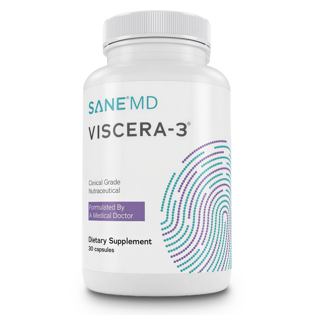 SANE MD - Viscera 3 Postbiotika med tributyrin - Natriumbutyrate supplement for gas og bloating Relief - Gut Health - IBS & Leaky Gut Butyric Acid Supplement - NSF Certified - 30 kapsler