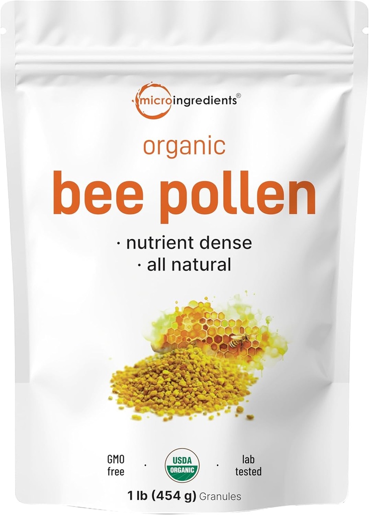 Micro Ingredients Organic Bee Pollen Granules, 1 LB MD124; Frisk Høst, Raw & Natural Superfood MD124; Rich in B Vitamin, Minerals, Protein & Antioxidants MD124; Keto, Non- GMO
