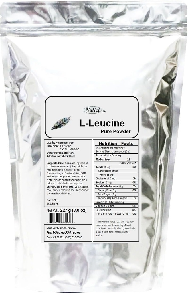 L- Leucin Pure Powder Leucin BCAA opfylder USP Quality Standard (227 Bedste (8, 0 oz))