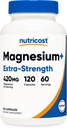 Nutricost Magnesium + Extra Strength 420mg, 120 kapsler - 60 Servere. Magnesiumoxid og glycinat - ikke-GMO, Gluten Free, Vegansk Friendly