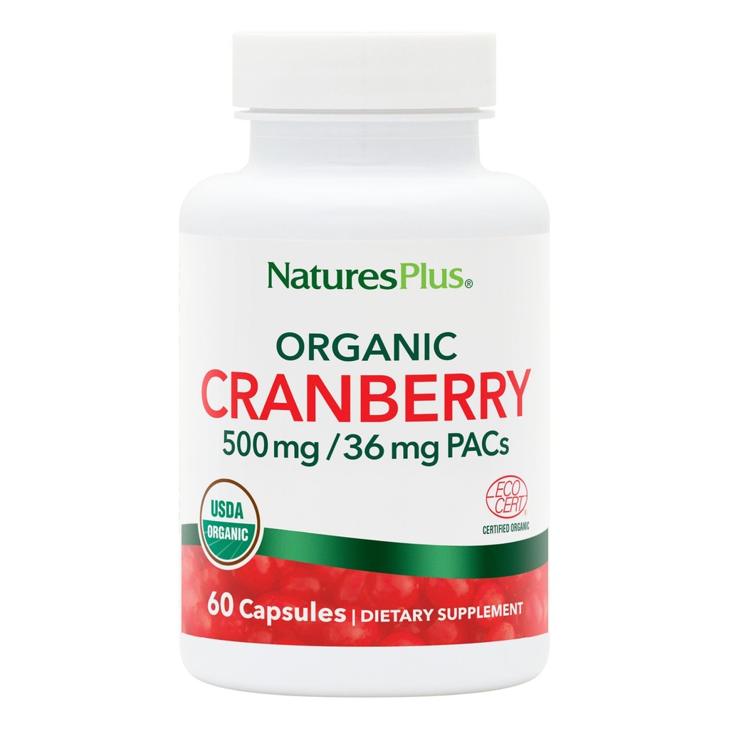 NaturePlus Organic Cranberry 500 mg - 60 kapsler - Hjælper med at fremme sund urinarisk Tract - USDA Certified Organic, Vegan, Gluten Free, Non- GMO - 30 Servere