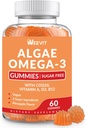Sukkerfri Omega 3 Gummies, Alger Omega 3 Supplement for voksne, Omega 3 DHA 240mg, EPA 110mg w / vitamin B12, CoQ10