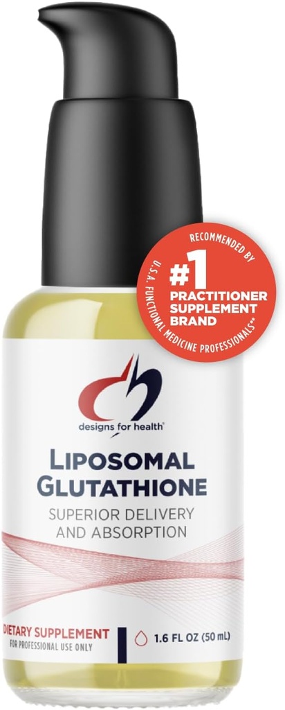 Design til sundhed Liposomal Glutathion - Flydende Glutathion supplement, 100mg med forbedret absorption - Detox + immunsystem support - Lemon pebermynte Flavored Drops (50 Servere / 1.7oz)