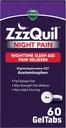 ZzzQuil Night Pain GelTabs, Nighttime Pain Relief, Sleep Aid Tablets, Diphenhydramin HCl og Acetaminophen, No.1 Sleep Aid Brand, Max Strength Pain Reliever, 60 GelTabs