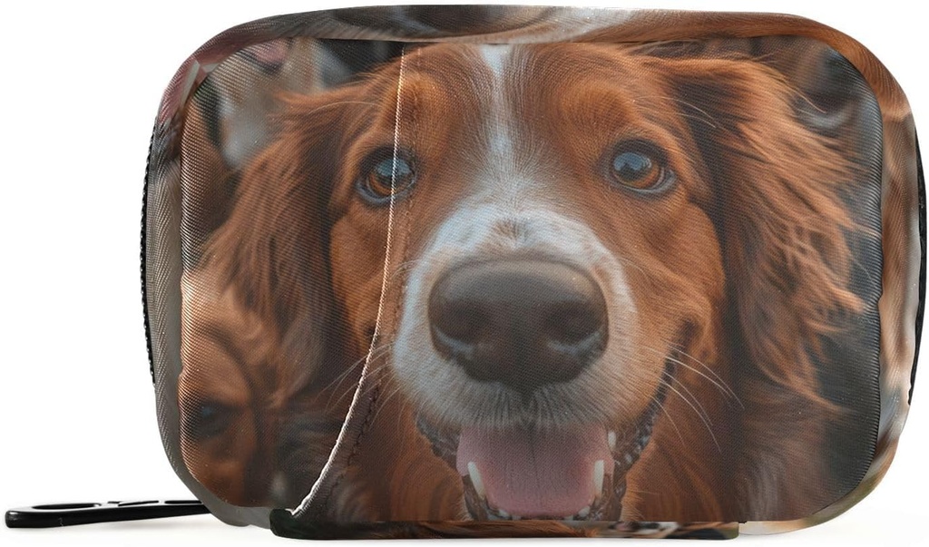 Ugentlig Pill Organizer Gruppe Hunde Golden Retriever Lille Pill Box Bag Portable Travel Pill sag 7 dage Vitamin supplement Holder med lynlås til familie Business Camping