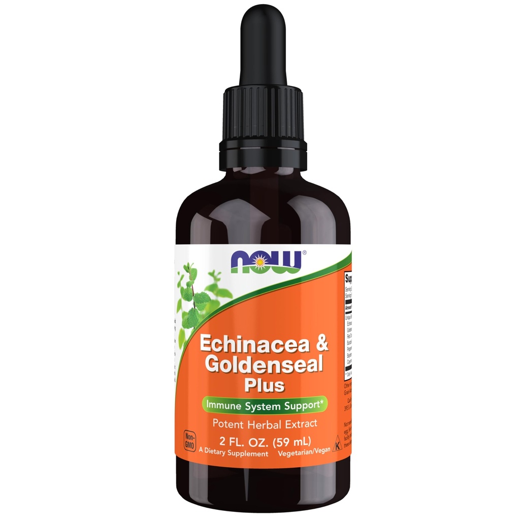 Now Foods Supplements, Echinacea & Goldenseal Plus med Dropper, immunsystem support *, 2-Ounce