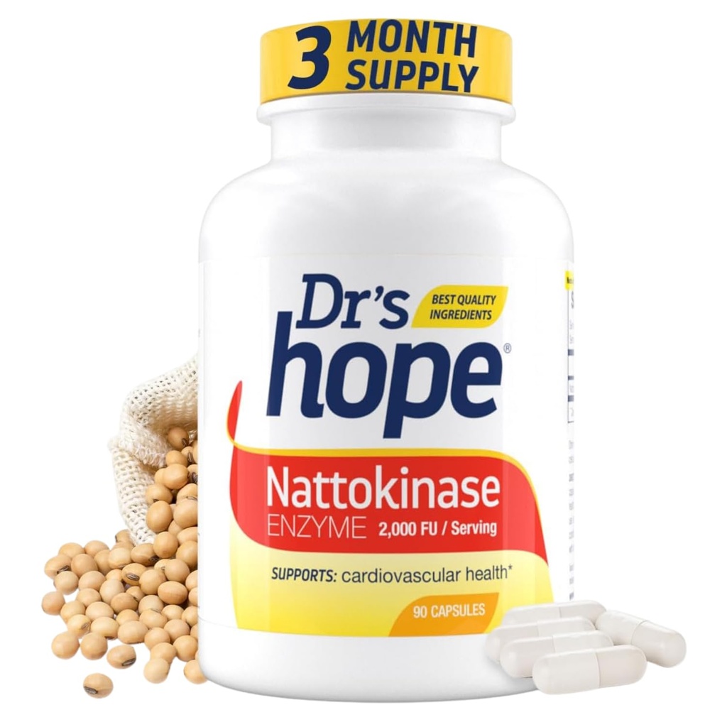 Nattokinase 2000 FU - Nattokinase Supplement understøtter hjerte-kar-sundhed og sund blodcirkulation - Non-GMO, Gluten- fri, 90 Veggie kapsler, Lavet i USA