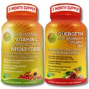 Quercetin med Bromelain, C-vitamin & Zink + Liposomal C-vitamin 1500mg - immunsupport Bundle med Organic Acerola Cherry, Camu Camu & Citrus Bioflavanoider - Vegan, Non- GMO, Clean Wellness Support