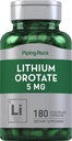 Piping Rock Lithium Orotation Supplement: 124; 5mg; 124; 180 Kapsler: 124; Non- GMO, Gluten Free