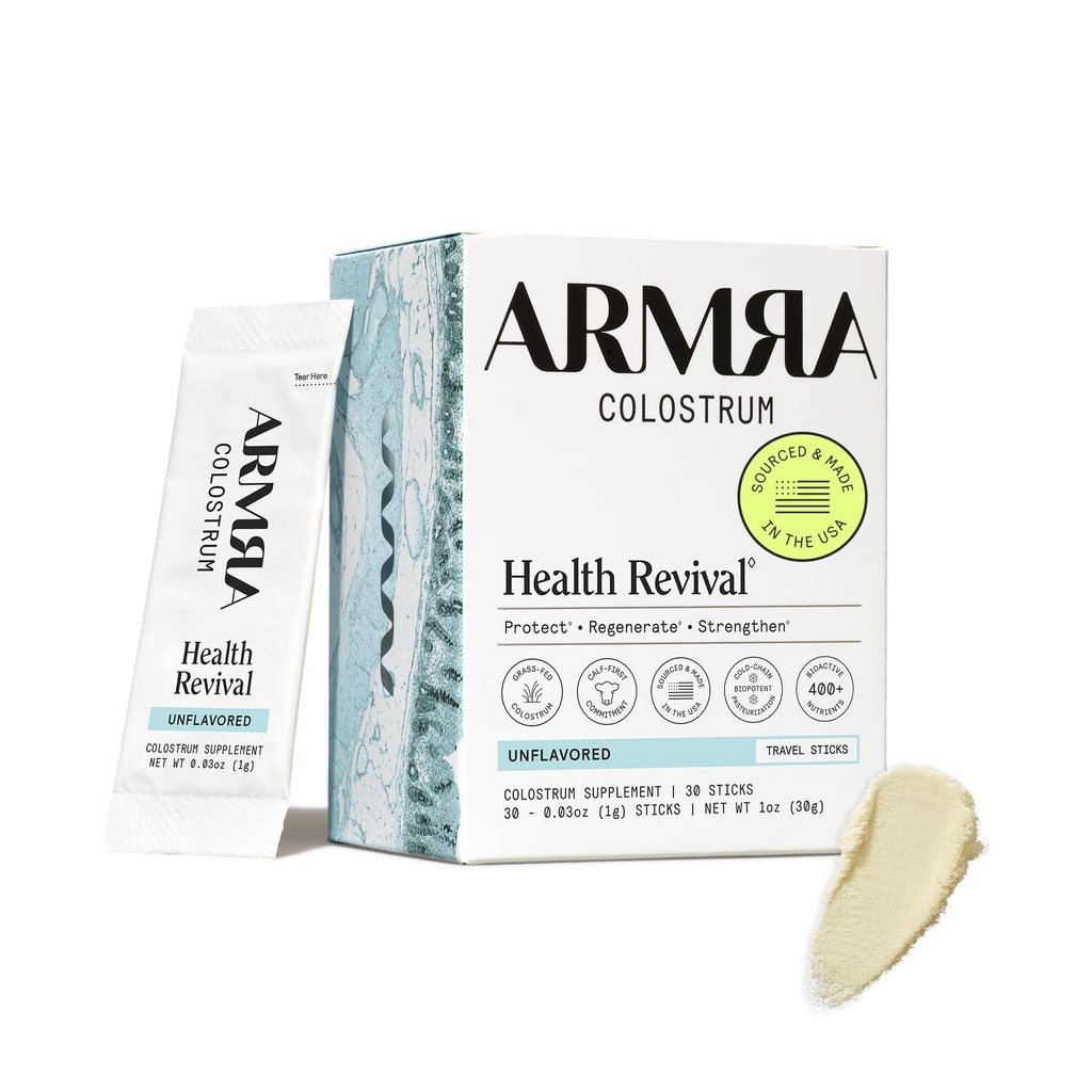 ARMRA Colostrum Powder | Unflavored | Gut Health & Bloating | Skin & Hair | Immunity | Keto, Gluten & Fat-Free | 30 Servings