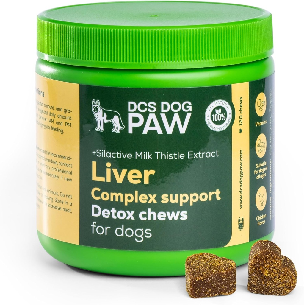 Lever & Nyre supplement hund Detox Chews, Kompleks støtte med højt niveau mælk tidsel ekstrakt for hunde sundhed, 120 kylling aromatiseret Vitamin Bides til alle hunde Breeds
