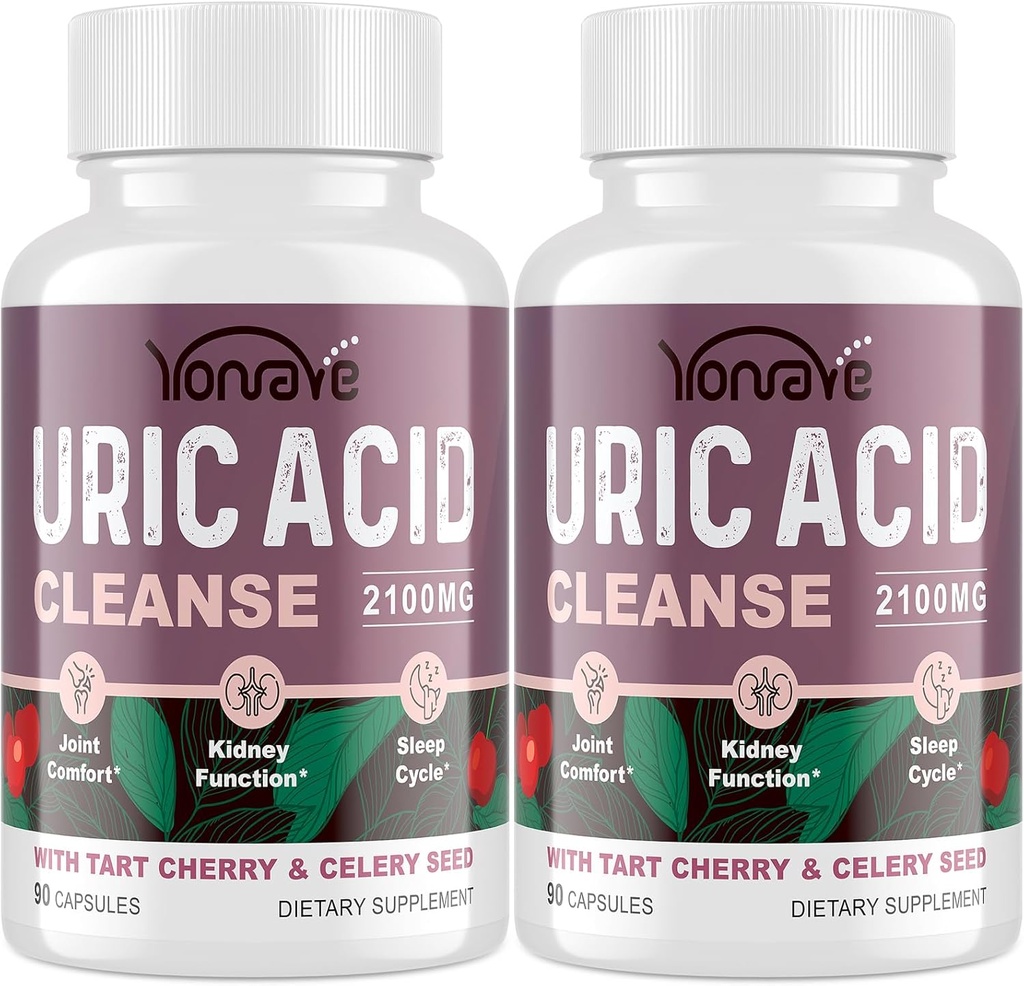 Ursyre Cleanse & Detox med Tart Cherry, Selleri frø ursyre supplement - Ursyre Niveauer, Fælles, Nyre og søvn - 90 Veggie Kapsler