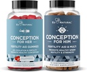 Europa Natural Conception for ham Kapsler og Conception for hendes Gummies Bundle - Fertilitet Kosttilskud til mænd og kvinder - 60 Ct Kapsler & 75 Ct Gummies