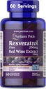 Puritans Pride Premium Resveratrol Youth Guard ™ 250 mg, Kosttilskud til immunsystemet, Antioxidant, Sukker Metabolisme, Blood Flow, og Vaskulære Funktionssupport, 60 Rapid Release Softgels