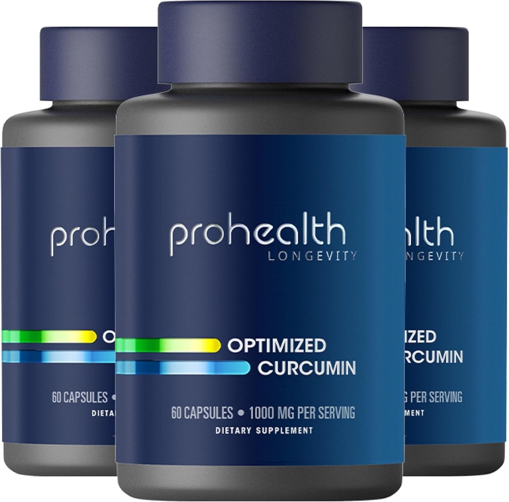 ProHealth Gurkemeje Curcumin Supplement: 285 gange mere Biotilgængelig - Udviklet af Neuroforskere. 1000 mg Koncentreret Longvida Curcumin Extract Per Serving (60 x 500 mg kapsler Per flaske) (3 Pack)