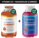 Sugar Free Vitamin D3 K2 Gummies (180 Gummies) og Sugar Free Extra Strength Magnesium Gummies (60 Gummies), Vitamin D3 Gummies 5000 IE + K2 MK7 80 mcg, Magnesium Citrate Gummies 500 mg