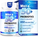 Probiotika til mænd, Avanceret 50 + Herre Probiotik, Omfattende Gut & Energy Support med 850 Millioner CFU, 1800mg Prebiotics Fiber - Tailored Wellness men probiotika til tarm sundhed over 50, 90 Capsule