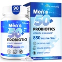 Probiotika til mænd, Avanceret 50 + Herre Probiotik, Omfattende Gut & Energy Support med 850 Millioner CFU, 1800mg Prebiotics Fiber - Tailored Wellness men probiotika til tarm sundhed over 50, 90 Capsule