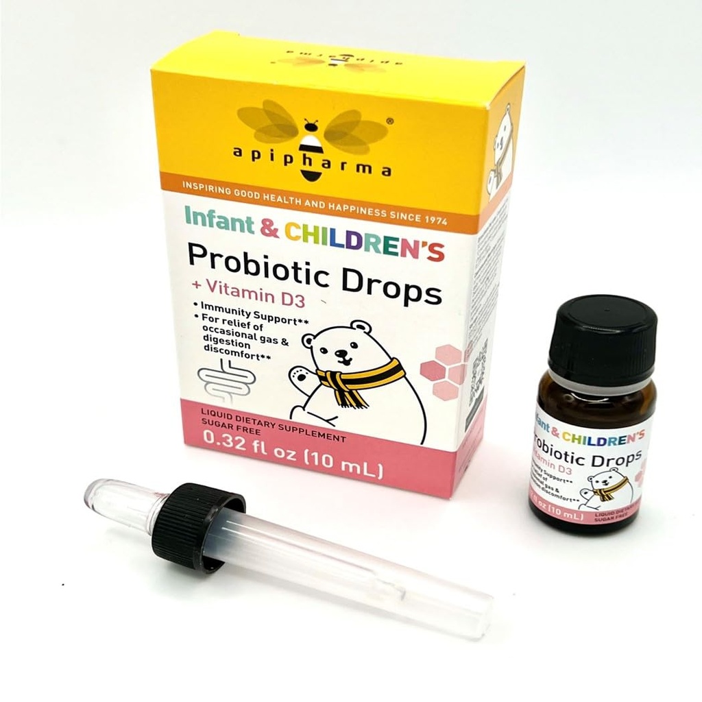 Spædbørn Probiotiske Drops med vitamin D3 - for børn, tandlæger og spædbørn - fordøjelsesmæssig sundhed & Immunitet støtte, Gas & discomfort Assistance (0.32oz)