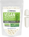 XPRS Nutra Størrelse 1 Tomme kapsler - 100 Grev Tomme Veganske kapsler - Vegetariske piller - DIY vegetabilsk kapsel Filling- Veggie Pill Caps for Do- It- Yourself Kosttilskud (hvid)