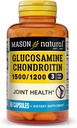 MASON NATURAL Glucosamin Chondroitin 1500 / 1200 med C-vitamin, understøtter fælles sundhed for normal fleksibilitet og mobilitet *, 60 kapsler