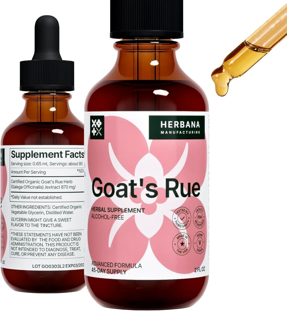 Goat's Rue Liquid Extract 2 fl oz - Lactation Supplement - Supports Breast Milk Production & Mammary Tissue Development Drops - Galega Officinalis Tincture - Advanced Formula - 45-Day Supply