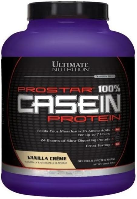 Ultimate Nutrition Prostar Micellar Casein Protein Powder 24 Grams of Protein, 9.9 Grams of EAAS, og 4.6 Grams of BCAAS- 69 Servering, Vanilla Powder, 5 Pounds