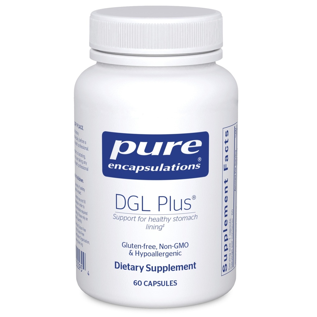 Ren indkapsling DGL Plus - Gut Health Kosttilskud til mænd og kvinder - med Marshmallow Root, Aloe Vera Extract & Slippery Elm Bark - Non- GMO & Vegan - 60 kapsler