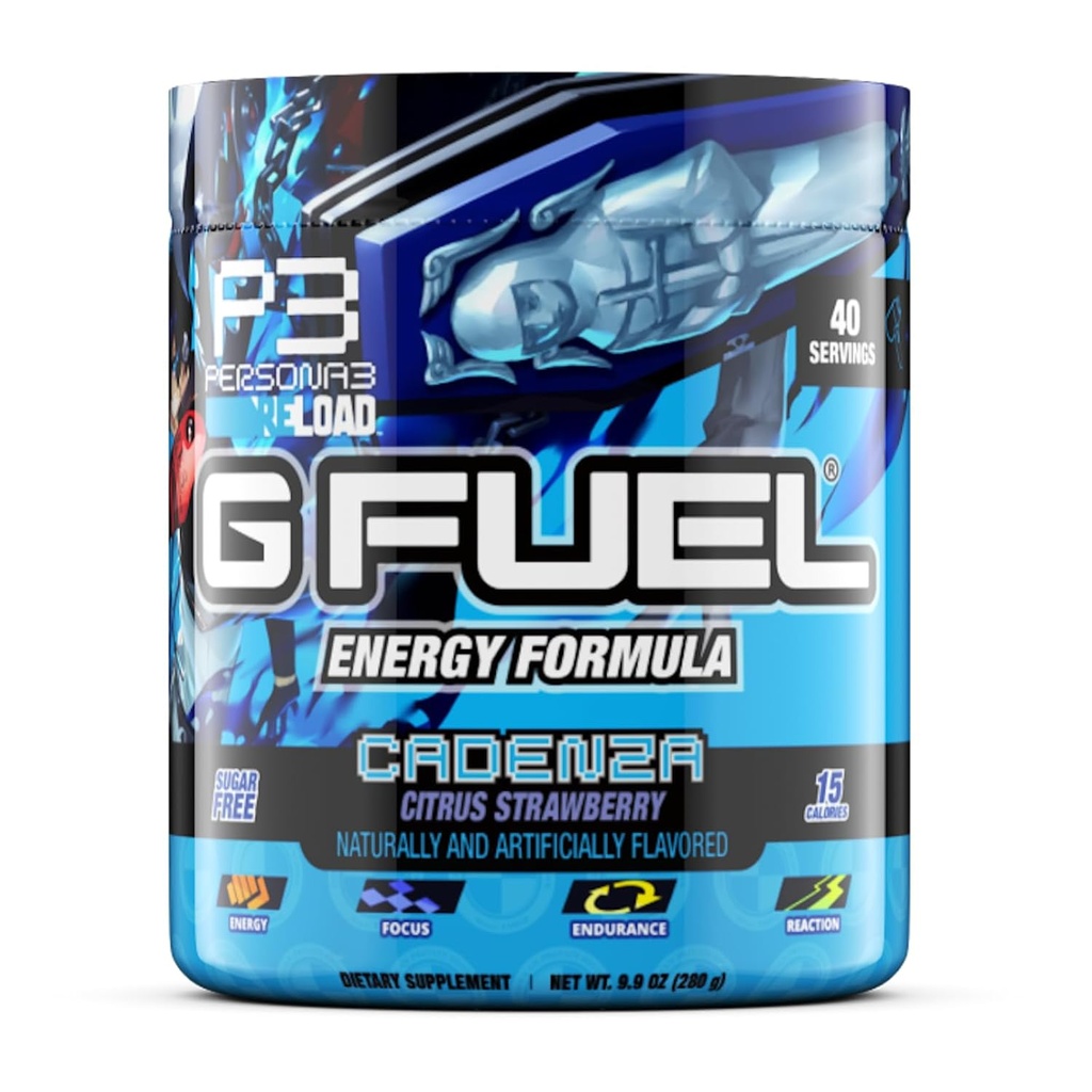 G Brændstof Cadenza Energy Drink Powder, Pre Workout Koffein Mix for Gaming, Sugar Free Focus Amino, Vitamin + Antioxidanter, 9.9oz (Citrus Strawberry, 40 Servere)