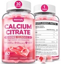 Calcium Citrate Gummies 1200 mg for voksne: Ultimate Absorption Calciumsupplement for kvinder & mænd - Nem at vælge, Vegan, Non- GMO, Gluten Free - Natural Strawberry Flavor