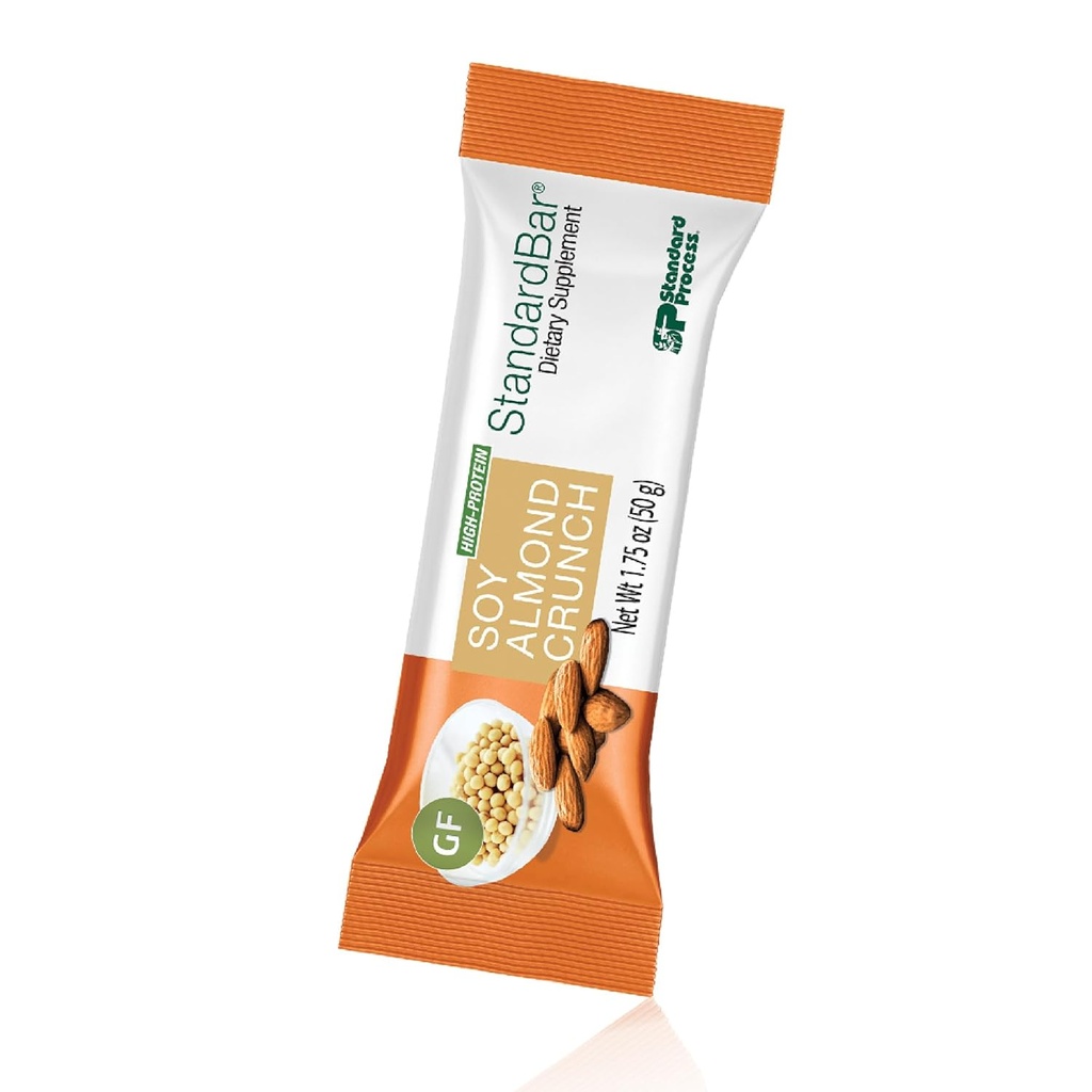 Standard Process - Standard Bar Soy Mandel Crunch - High Protein Bar for Energy & Heart Health - Sund Snack - Vegetarisk, Gluten- Free - 18 Barer