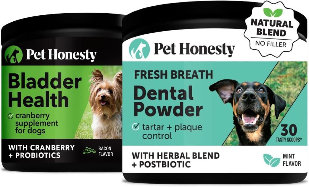 Cranberry Bstige Sundhed + tandpulver til tandrensning & Plaque Fjernelse, Urinary Tract & Bstige Support til hunde