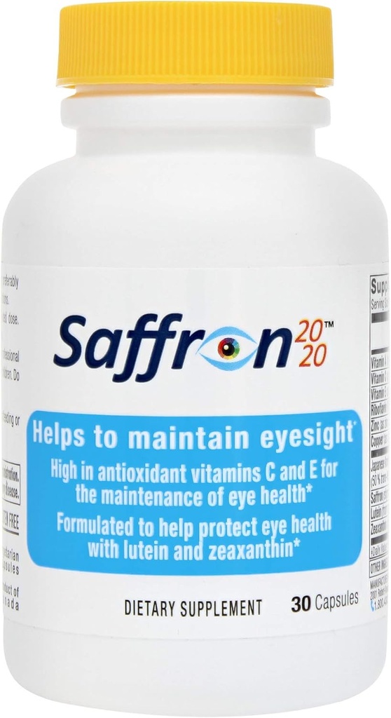 Saffron 2020 Supplement med Saffron, Resveratrol, Vitamin og Min, Zeaxanthin og Lutein -30 Vegetariske Kapsler