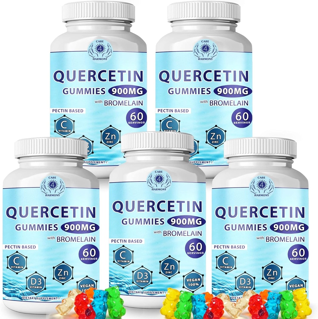 Quercetin Gummies - Quercetin med bromelain vitamin C + Zink vitamin D3 - Chewable Quercetin 900mg kosttilskud - Quercetin til børn og voksne (5)