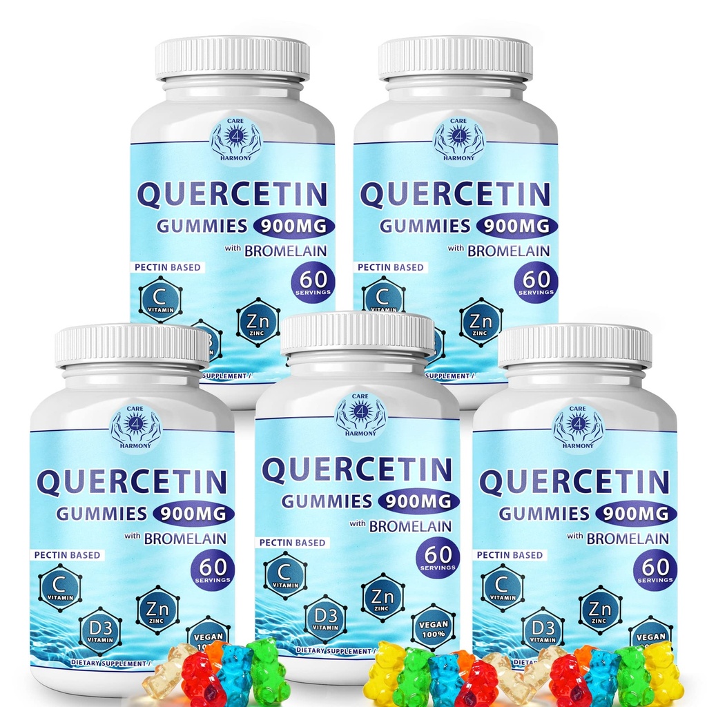 Quercetin Gummies - Quercetin med bromelain vitamin C + Zink vitamin D3 - Chewable Quercetin 900mg kosttilskud - Quercetin til børn og voksne (5)