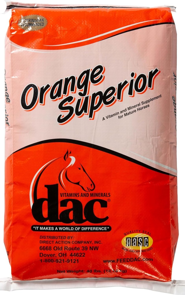 DAC VITAMINER OG MINERALER "Det gør en verden af mangfoldighed" Orange Superior 40lbs
