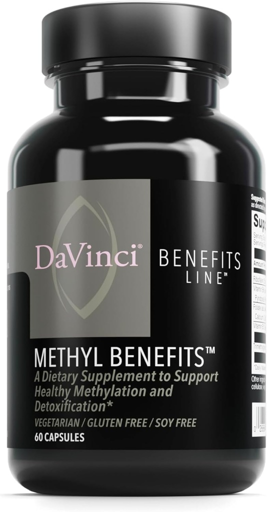 DAVINCI Labs Methylefordele - Kosttilskud til støtte sund methylering, afgiftning og energiproduktion * - med vitamin B6, B12, Folate og mere - Gluten- fri - 60 Vegetariske kapsler