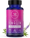 Flow and Glow Natural Hormone Balance for Women - PMS & Menopause Relief for kramper, Mood Swings & Night Sweats med Donq Quai & Black Cohosh for Menopause - 60 Veganske kapsler (1 pakke)