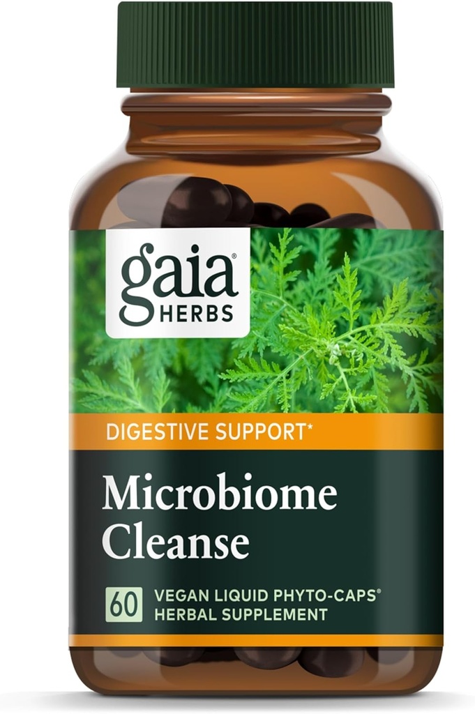 Gaia urter Microbiome Cleanse - med sort valnød, Sweet Wormwood, Oregano & pebermynte - Hjælper Balance GI Tract Mens støtte fordøjelsessygdomme - 60 Vegansk flydende Phyto- kapsler (30-dages forsyning)